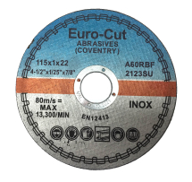 Euro-Cut Stainless Metal Cutting Disc 115mm x 1mm